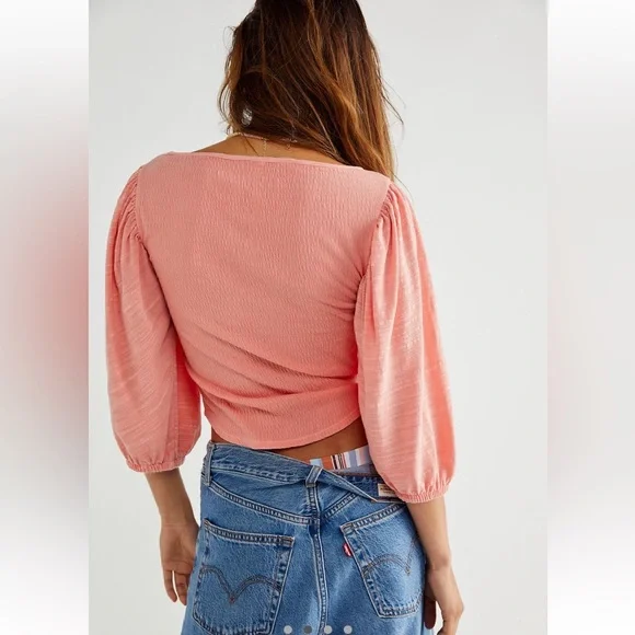 Free People Day Lilly Top Faded Coral XS - Picture 2 of 6